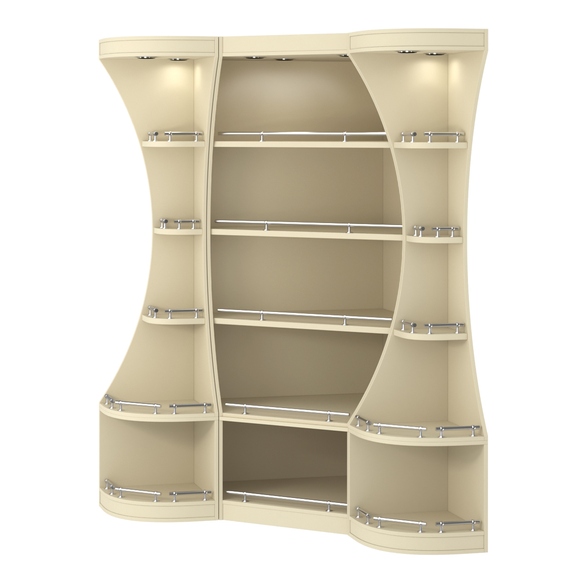 Угловой высокий стеллаж ГАРАНТ №1-О с ограничителями Крем Вайс