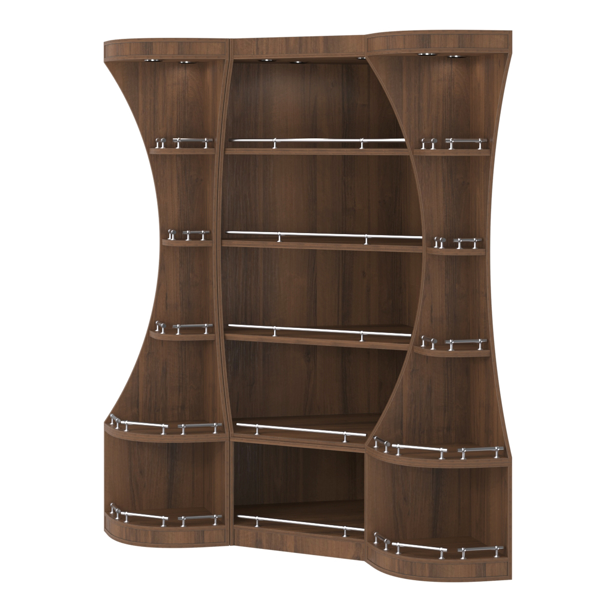 Угловой высокий стеллаж ГАРАНТ №1-О с ограничителями Орех