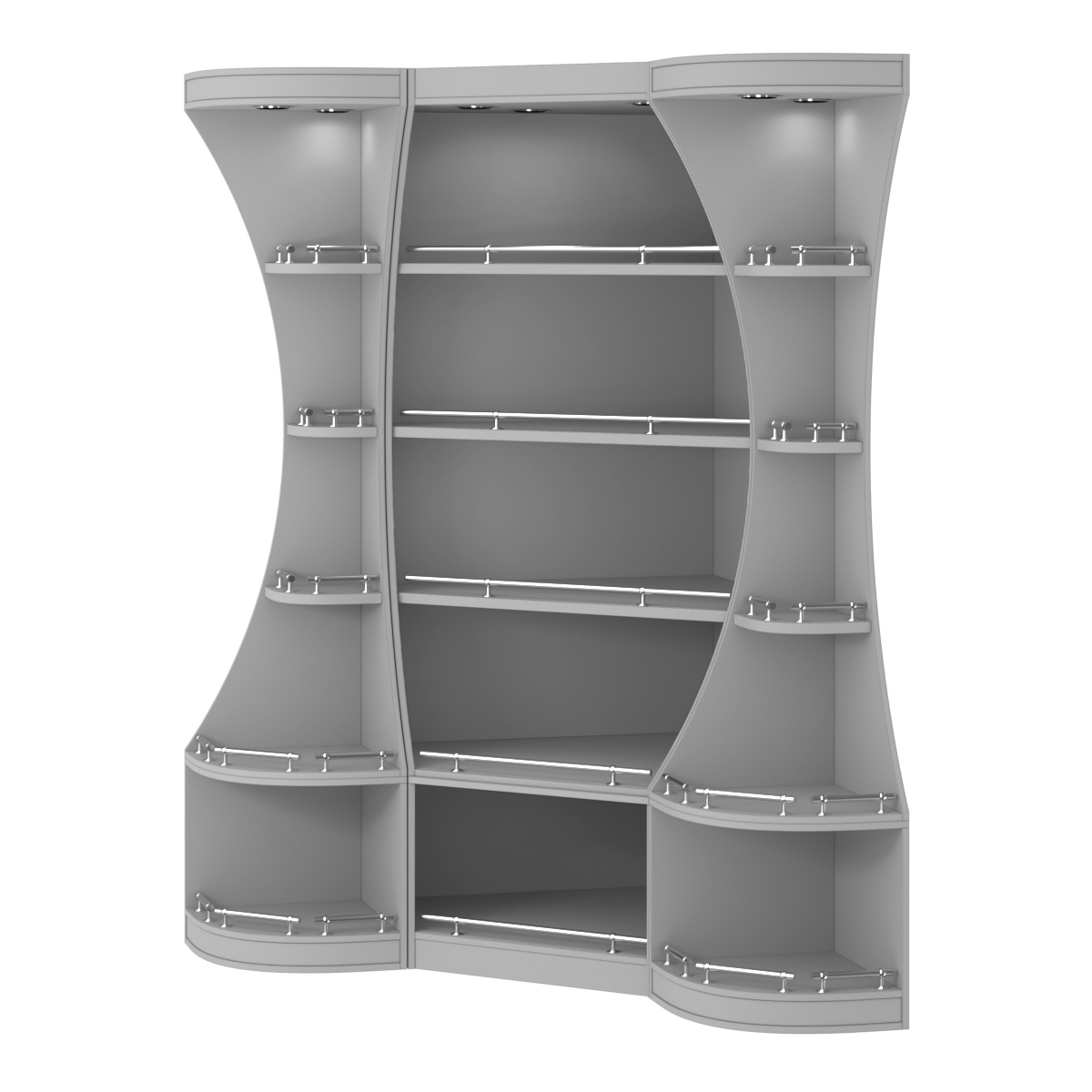 Угловой высокий стеллаж ГАРАНТ №1-О с ограничителями Серый