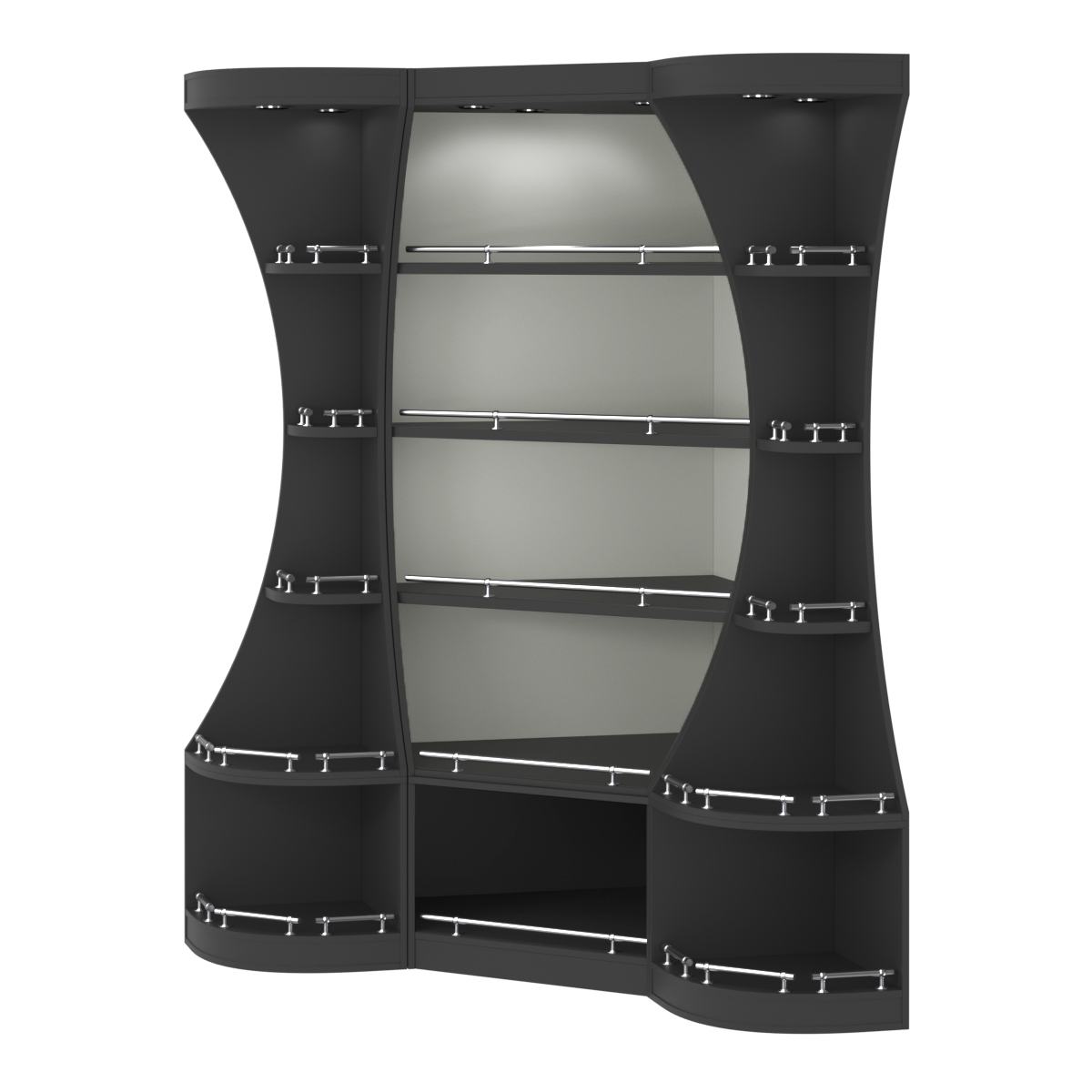 Угловой высокий стеллаж ГАРАНТ №1-О с ограничителями Черный и Белый