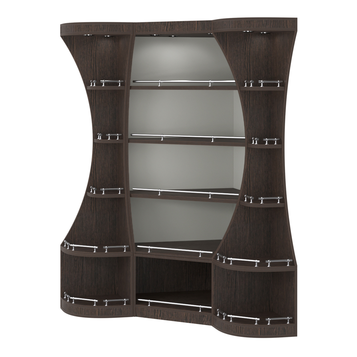 Угловой высокий стеллаж ГАРАНТ №1-О с ограничителями Дуб Венге + Белый