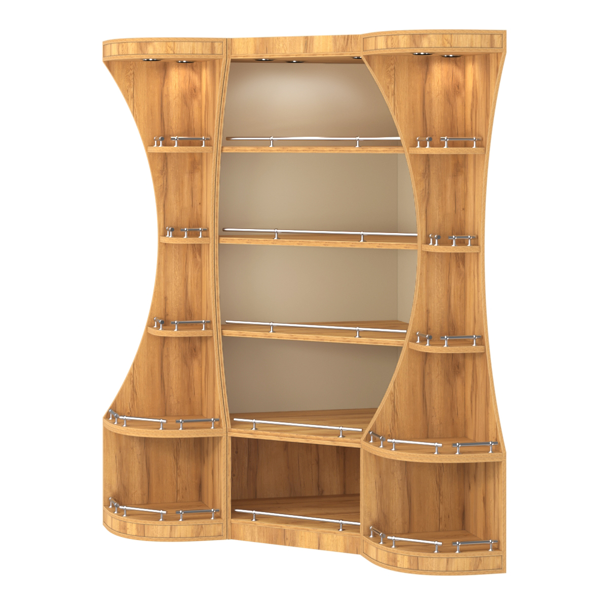 Угловой высокий стеллаж ГАРАНТ №1-О с ограничителями Дуб Золотистый и Крем Вайс