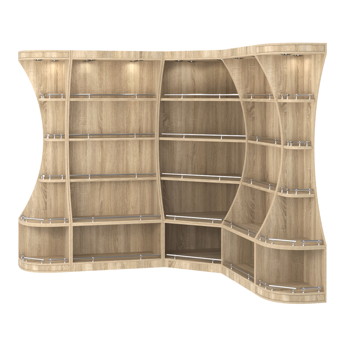 Угловой высокий стеллаж ГАРАНТ №2-О с ограничителями Дуб Сонома