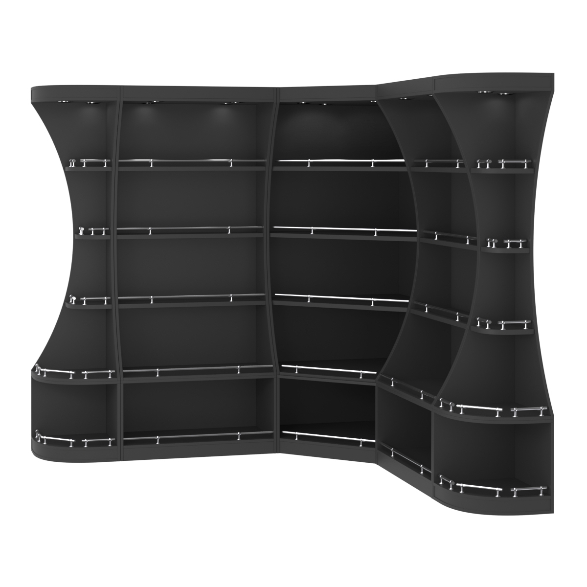 Угловой высокий стеллаж ГАРАНТ №2-О с ограничителями Черный