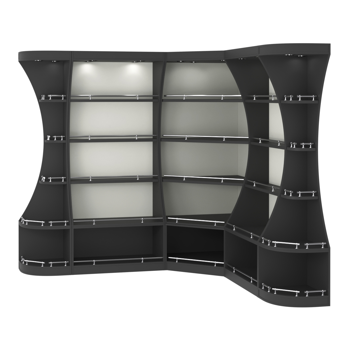 Угловой высокий стеллаж ГАРАНТ №2-О с ограничителями Черный и Белый