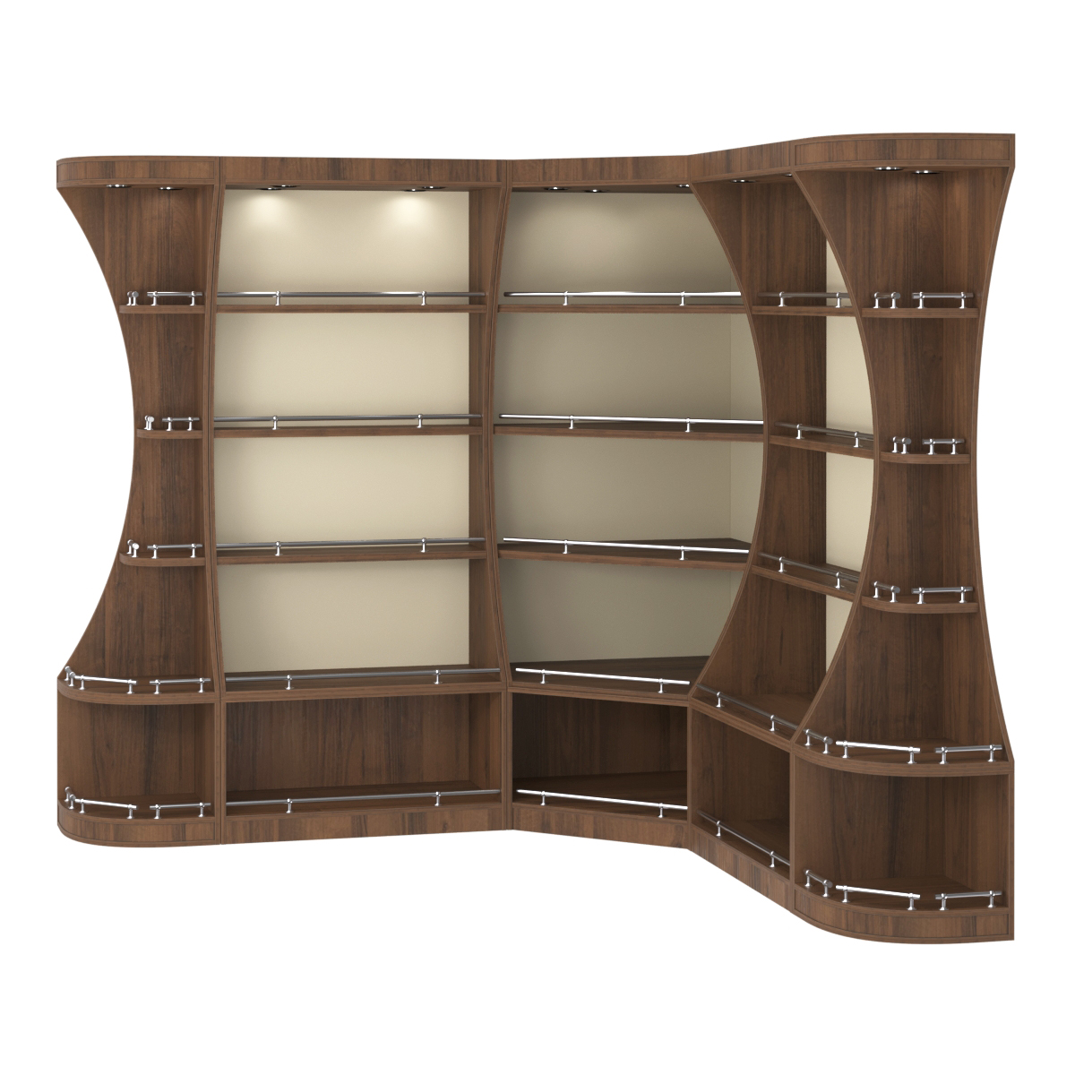 Угловой высокий стеллаж ГАРАНТ №2-О с ограничителями Орех + Крем Вайс