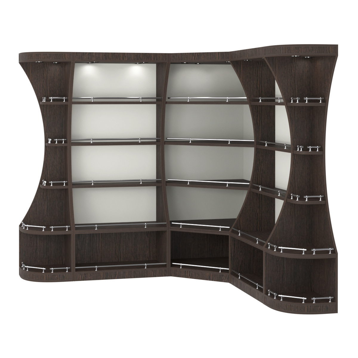 Угловой высокий стеллаж ГАРАНТ №2-О с ограничителями Дуб Венге + Белый