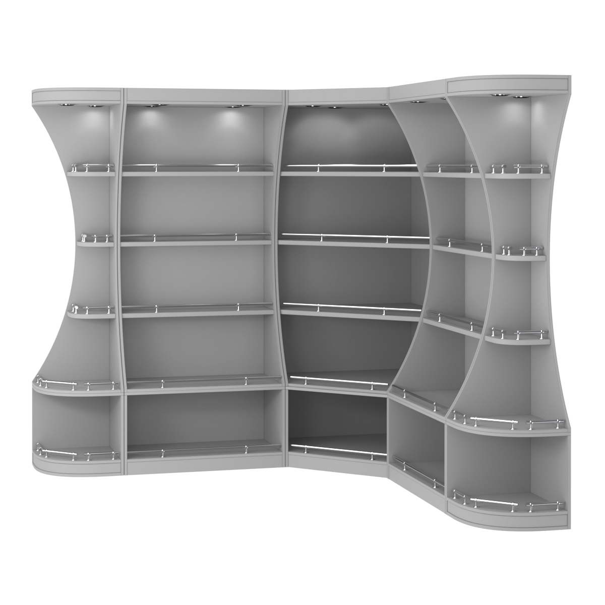 Угловой высокий стеллаж ГАРАНТ №2-О с ограничителями Серый