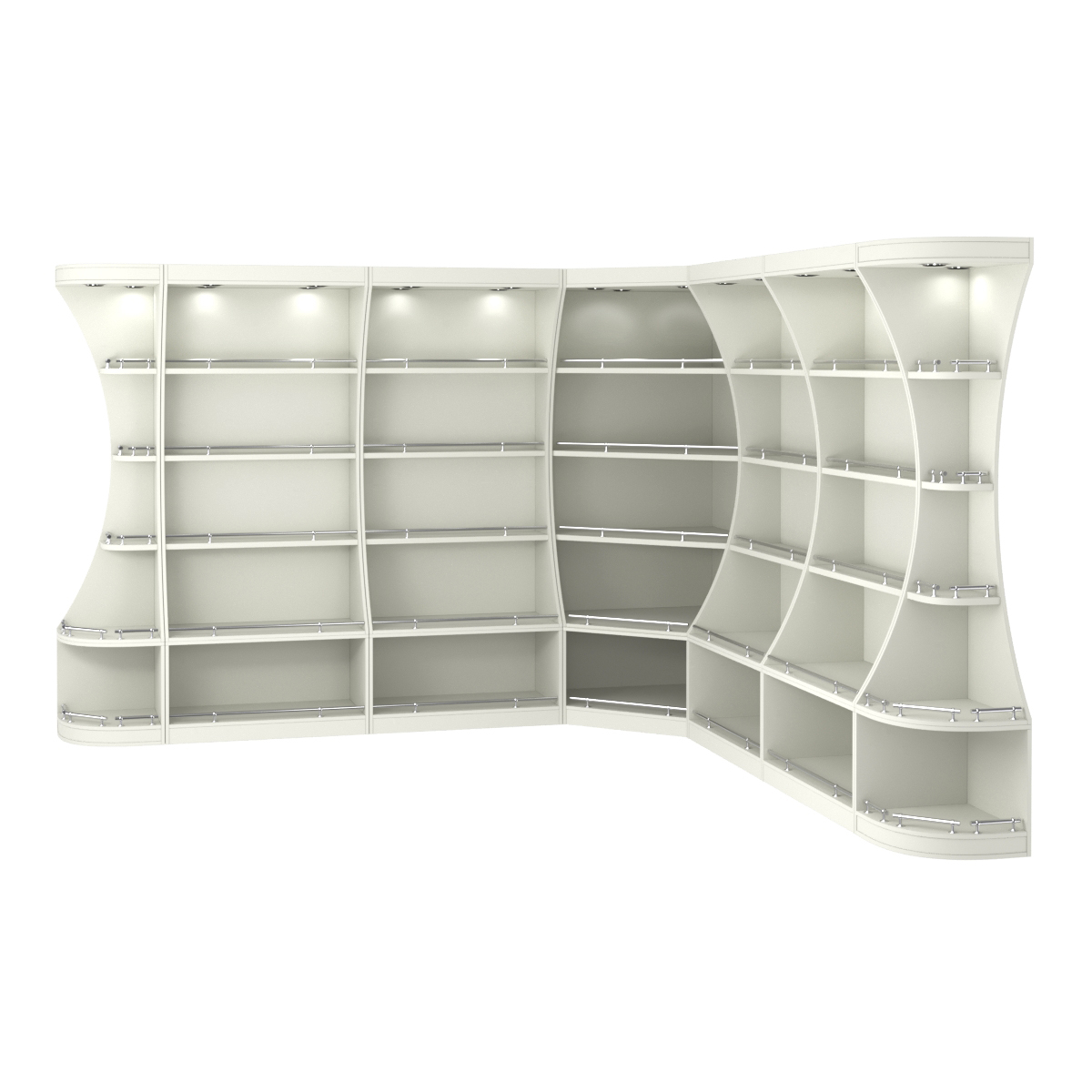 Угловой высокий стеллаж ГАРАНТ №3-О с ограничителями Белый