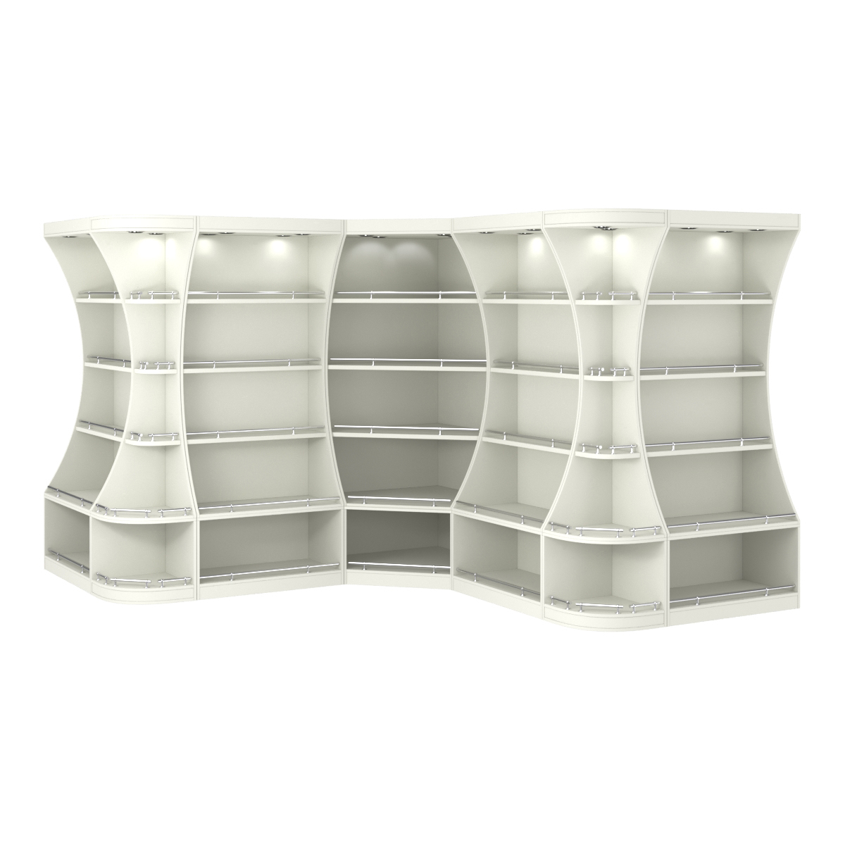 Угловой высокий стеллаж ГАРАНТ №4-О с ограничителями Белый