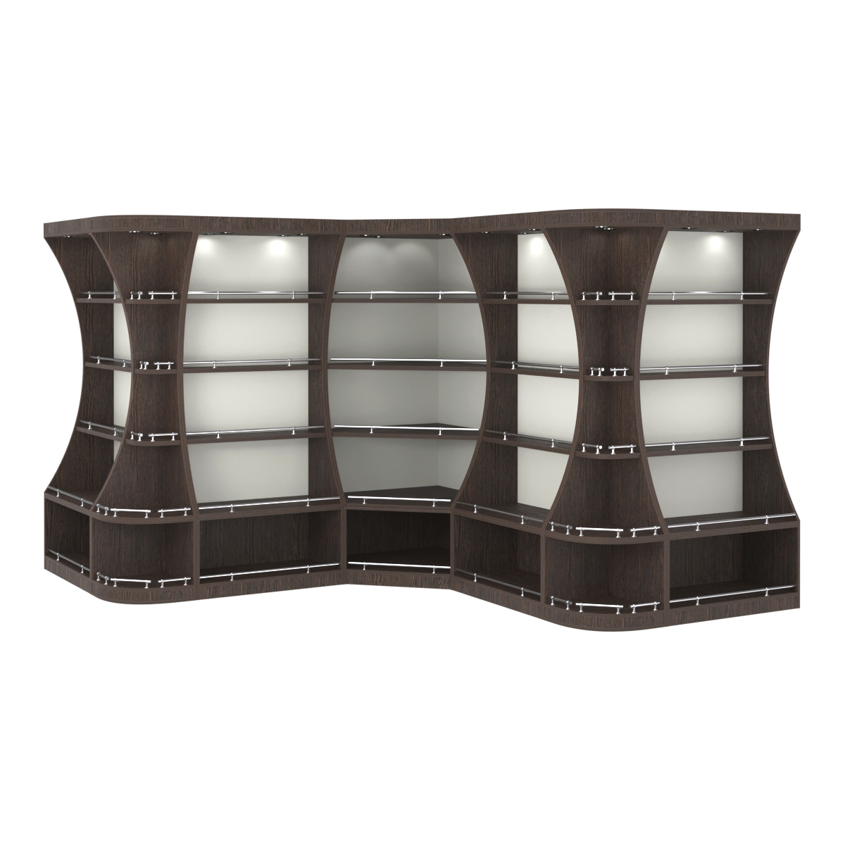 Угловой высокий стеллаж ГАРАНТ №4-О с ограничителями Дуб Венге + Белый