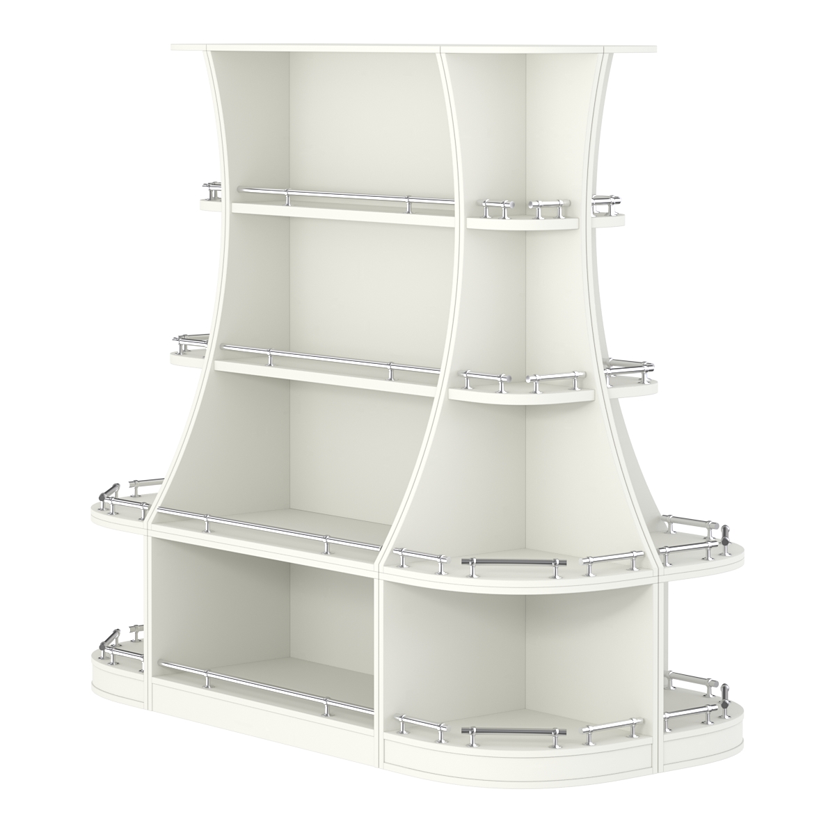 Островной низкий стеллаж ГАРАНТ №2-О с ограничителями Белый