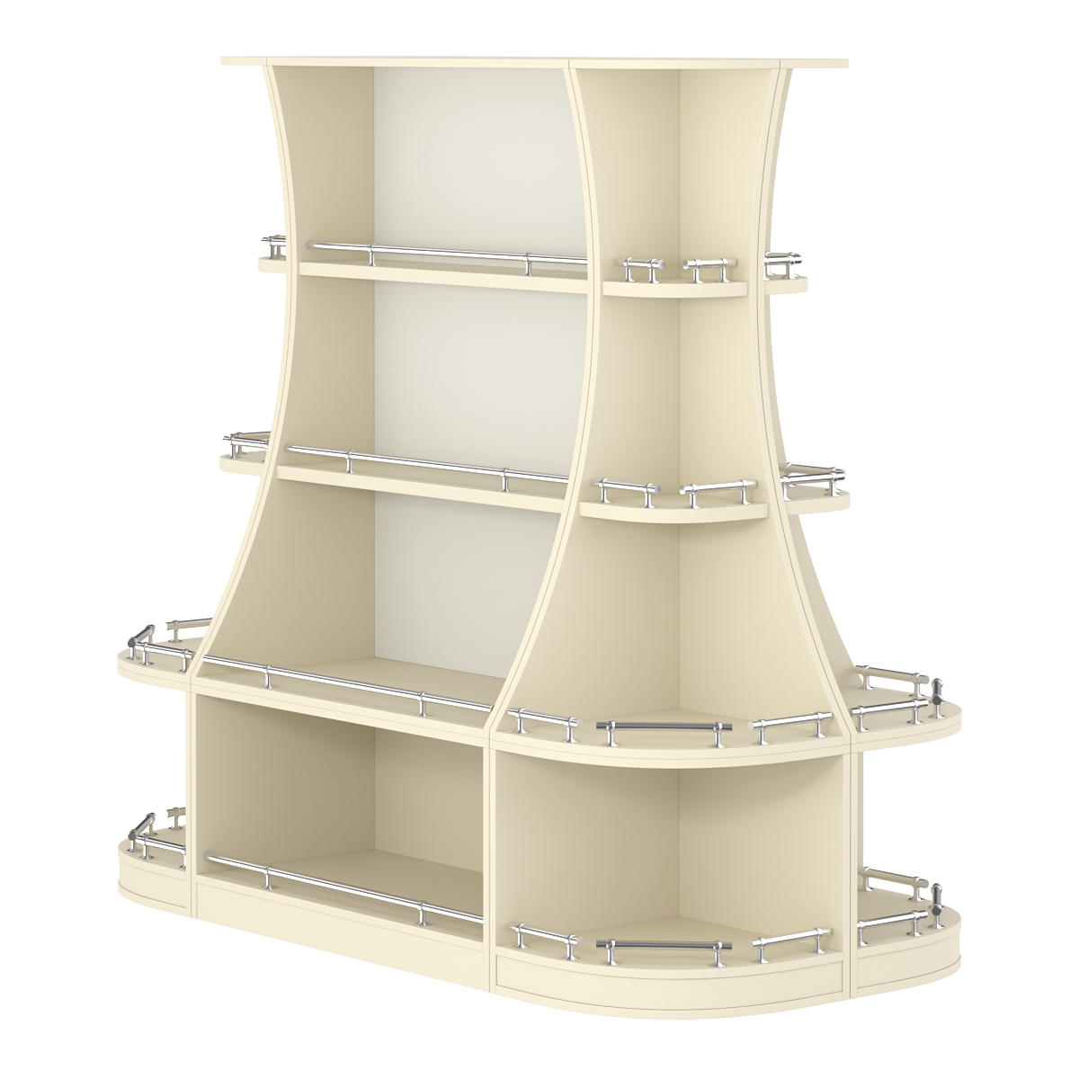 Островной низкий стеллаж ГАРАНТ №2-О с ограничителями Крем Вайс