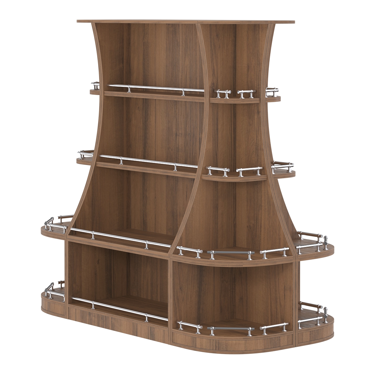 Островной низкий стеллаж ГАРАНТ №2-О с ограничителями Орех