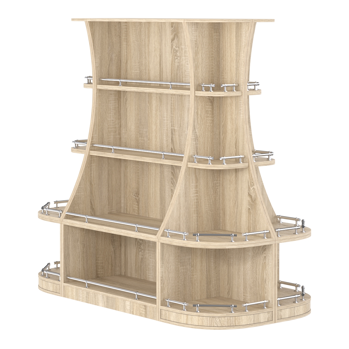 Островной низкий стеллаж ГАРАНТ №2-О с ограничителями Дуб Сонома