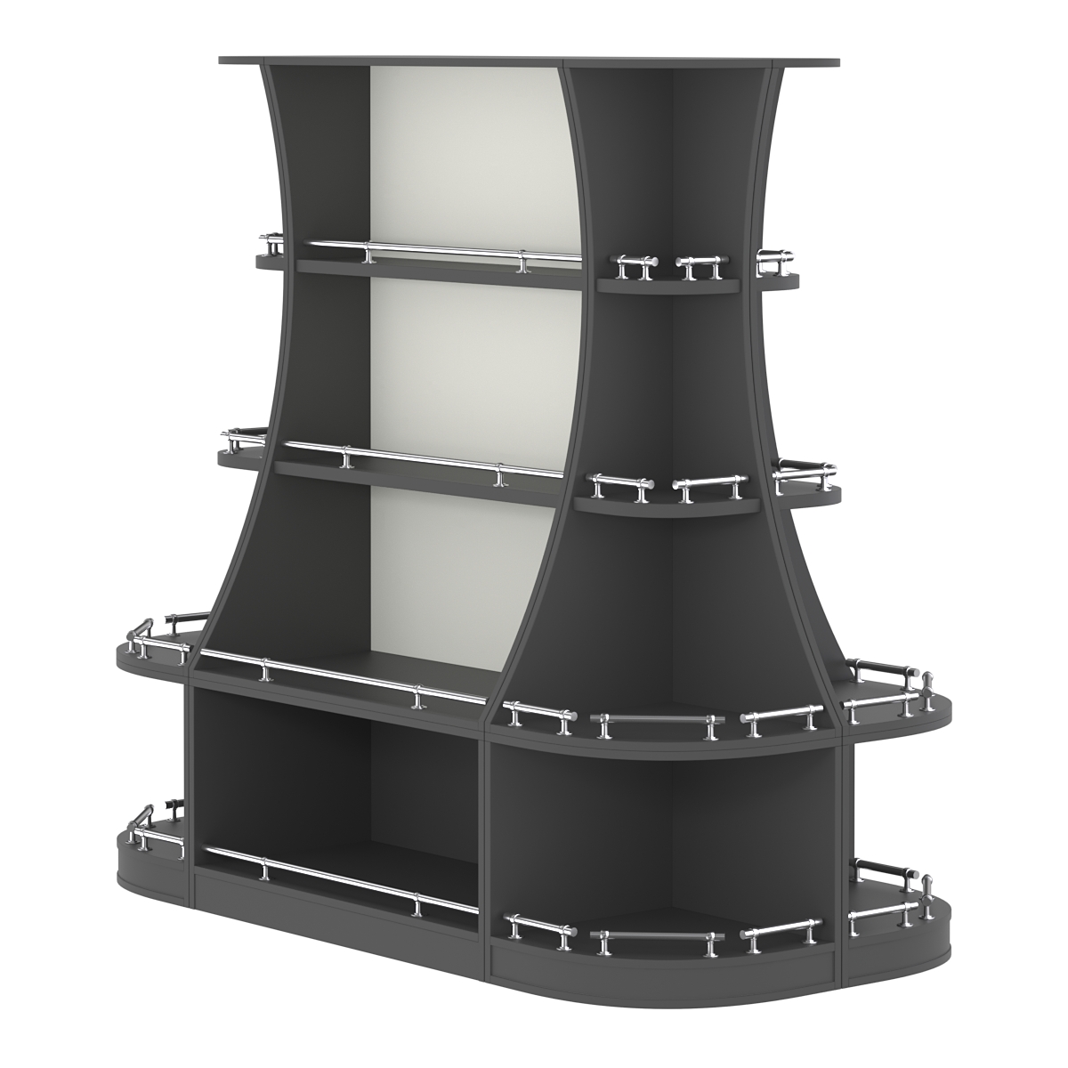 Островной низкий стеллаж ГАРАНТ №2-О с ограничителями Черный и Белый