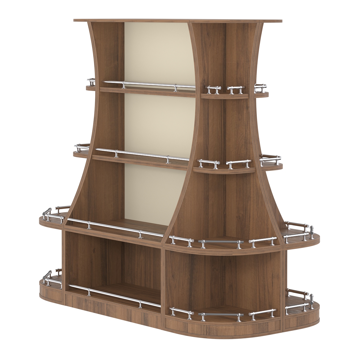 Островной низкий стеллаж ГАРАНТ №2-О с ограничителями Орех + Крем Вайс