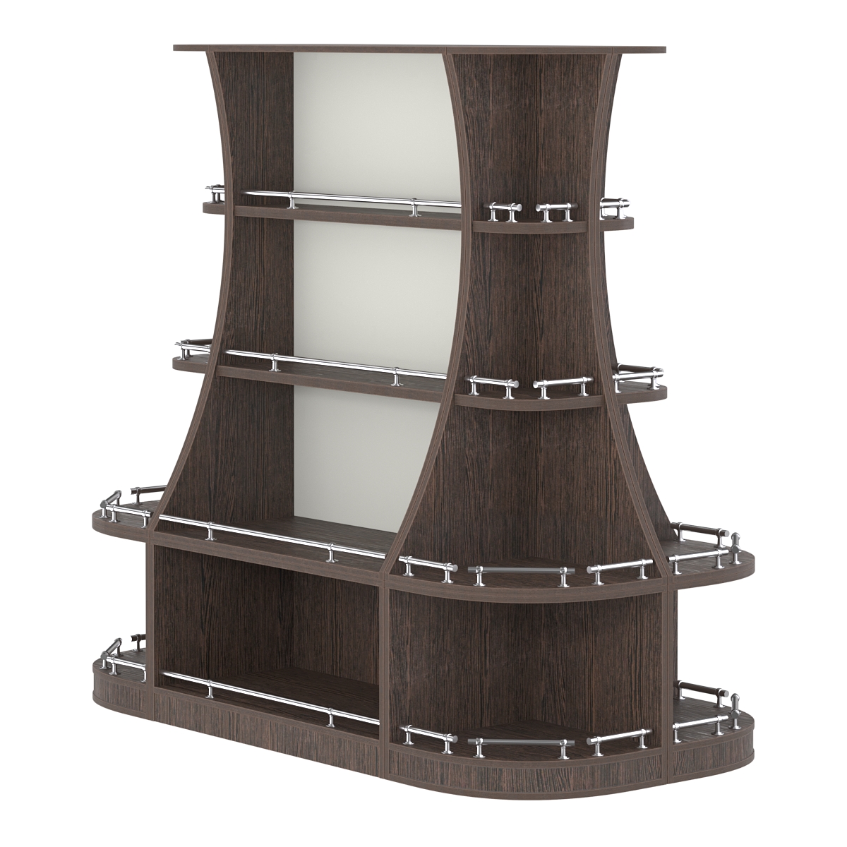 Островной низкий стеллаж ГАРАНТ №2-О с ограничителями Дуб Венге + Белый