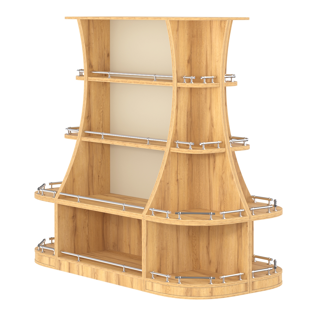 Островной низкий стеллаж ГАРАНТ №2-О с ограничителями Дуб Золотистый и Крем Вайс