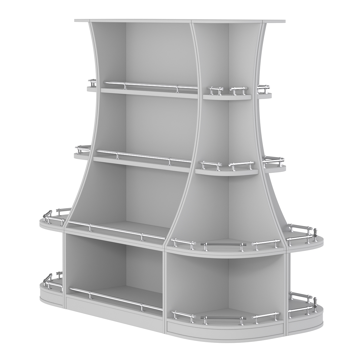 Островной низкий стеллаж ГАРАНТ №2-О с ограничителями Серый