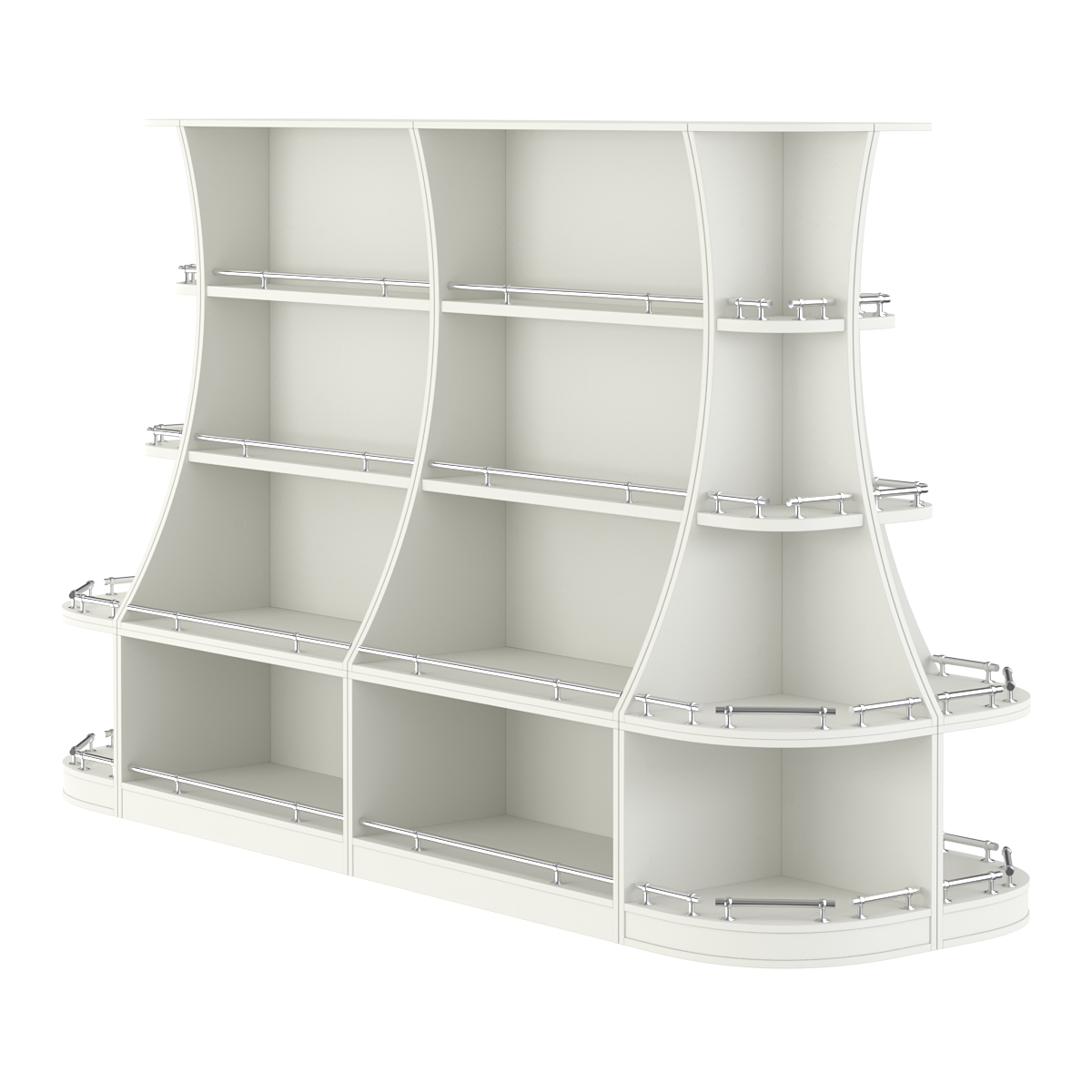 Островной низкий стеллаж ГАРАНТ №3-О с ограничителями Белый