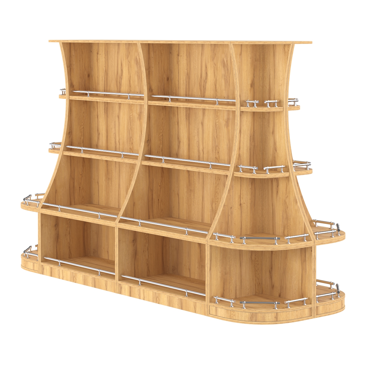 Островной низкий стеллаж ГАРАНТ №3-О с ограничителями Дуб Золотистый