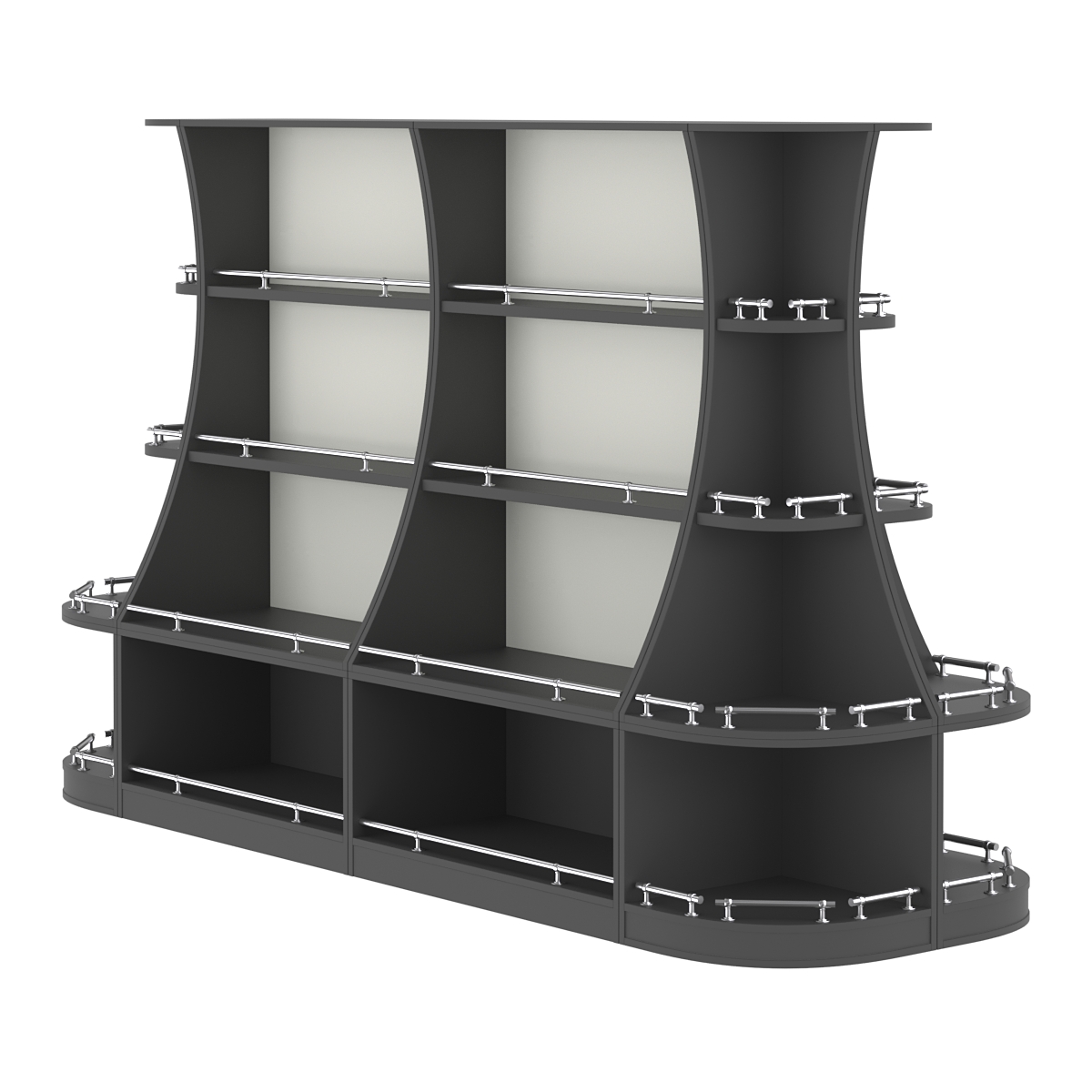 Островной низкий стеллаж ГАРАНТ №3-О с ограничителями Черный и Белый