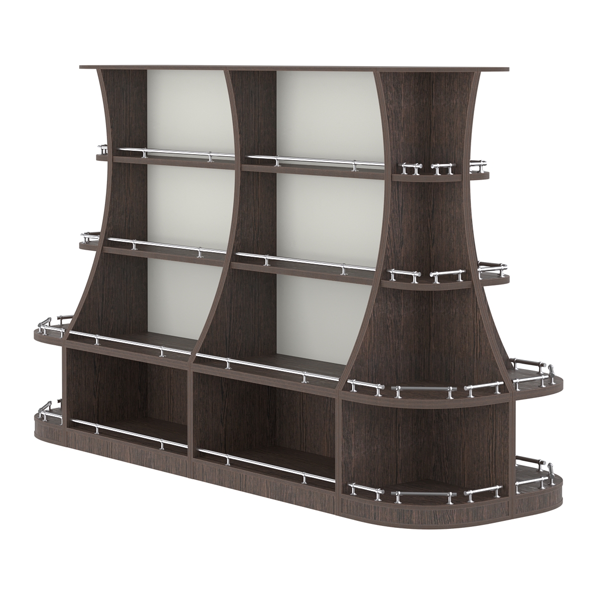 Островной низкий стеллаж ГАРАНТ №3-О с ограничителями Дуб Венге + Белый