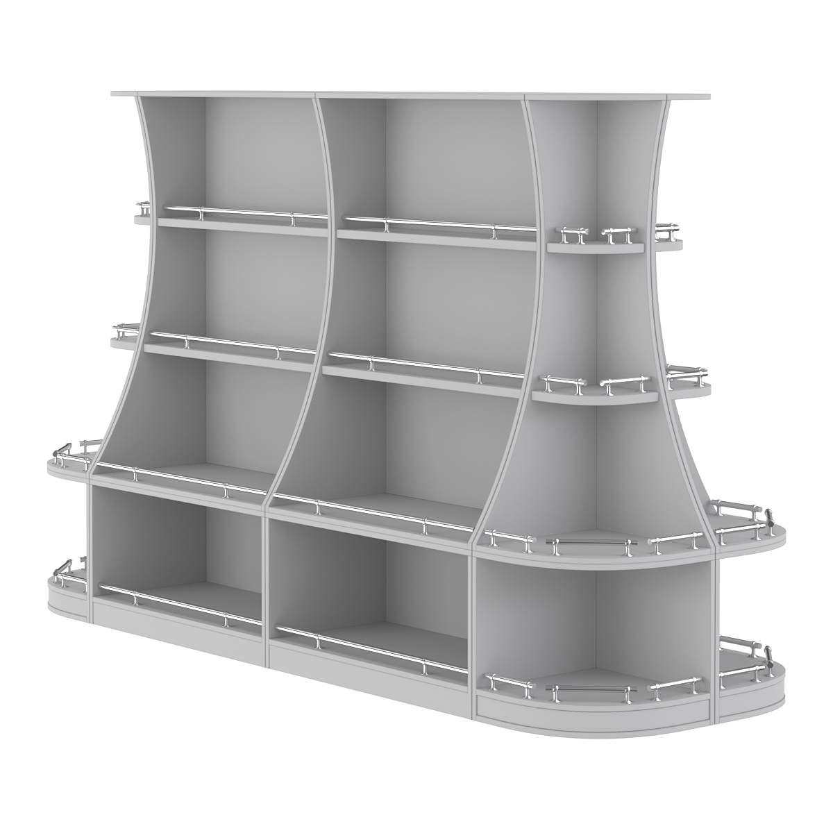 Островной низкий стеллаж ГАРАНТ №3-О с ограничителями Серый