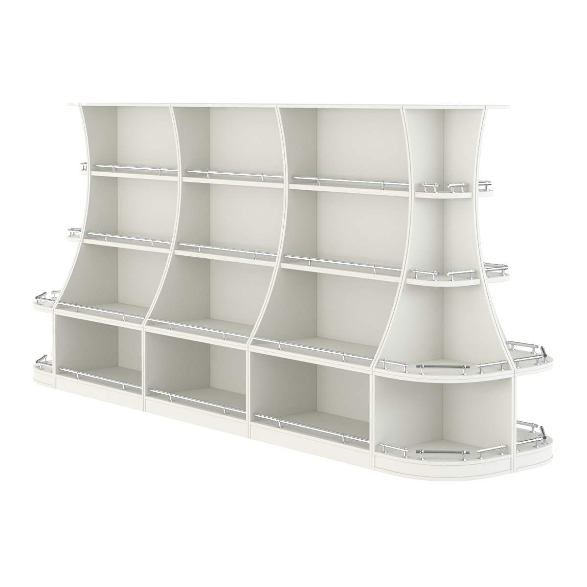 Островной низкий стеллаж ГАРАНТ №4-О с ограничителями Белый