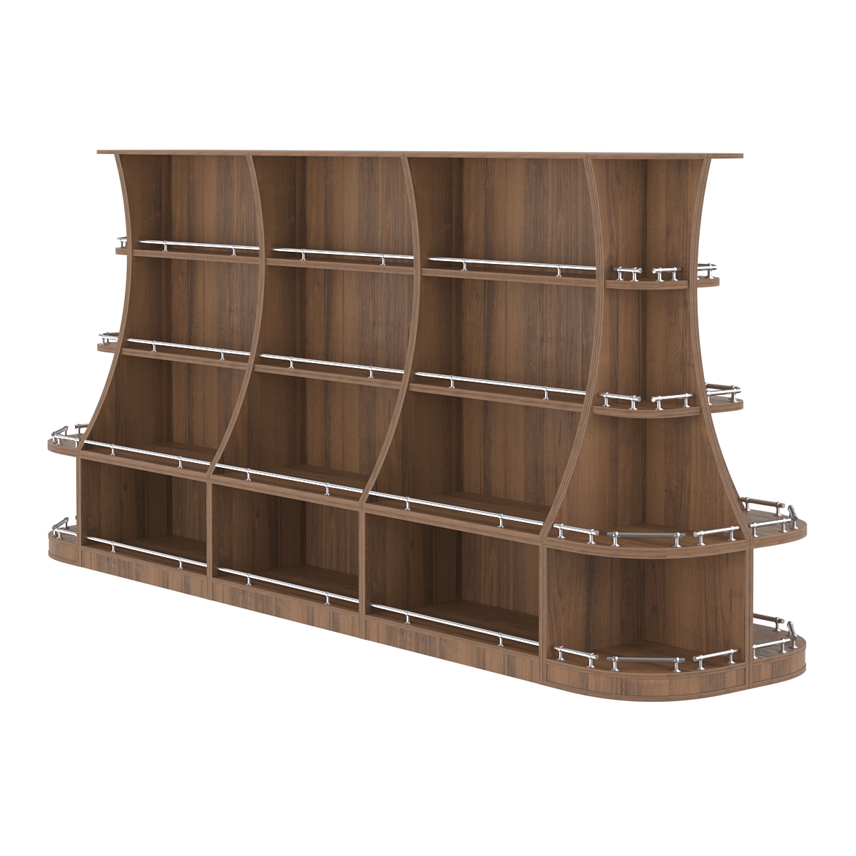 Островной низкий стеллаж ГАРАНТ №4-О с ограничителями Орех