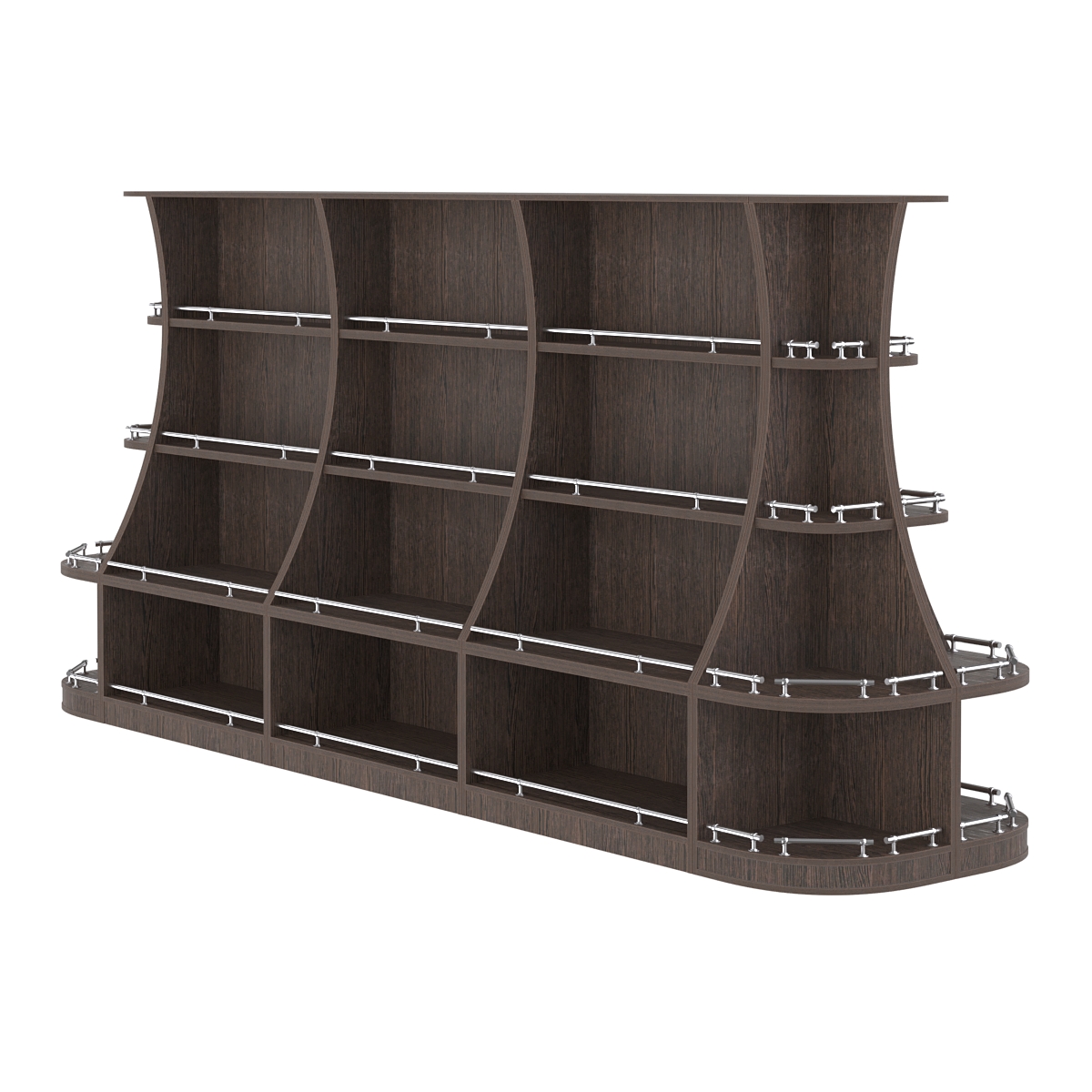 Островной низкий стеллаж ГАРАНТ №4-О с ограничителями Дуб Венге