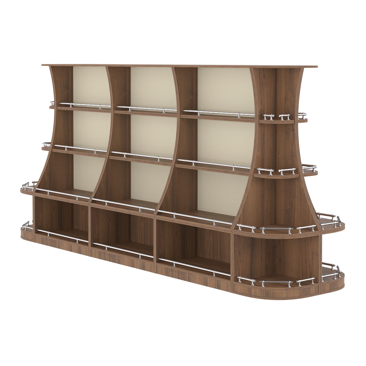 Островной низкий стеллаж ГАРАНТ №4-О с ограничителями Орех + Крем Вайс