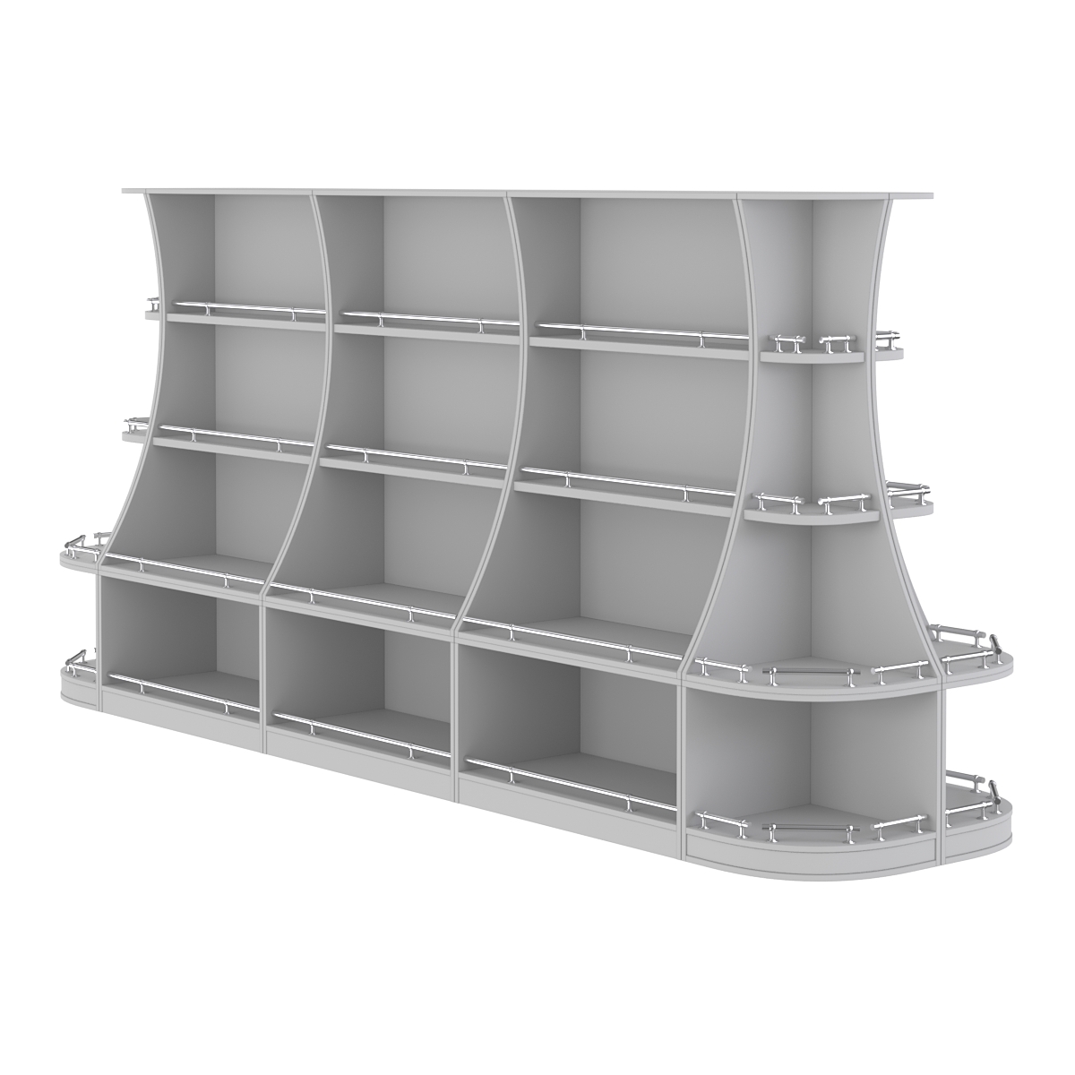 Островной низкий стеллаж ГАРАНТ №4-О с ограничителями Серый