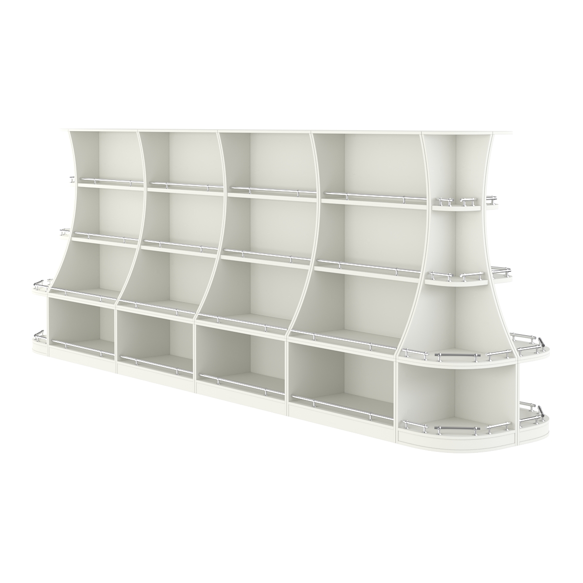 Островной низкий стеллаж ГАРАНТ №5-О с ограничителями Белый