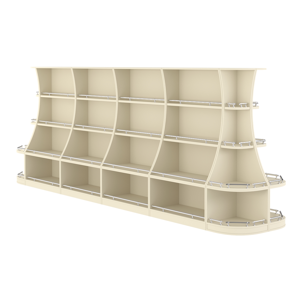 Островной низкий стеллаж ГАРАНТ №5-О с ограничителями Крем Вайс