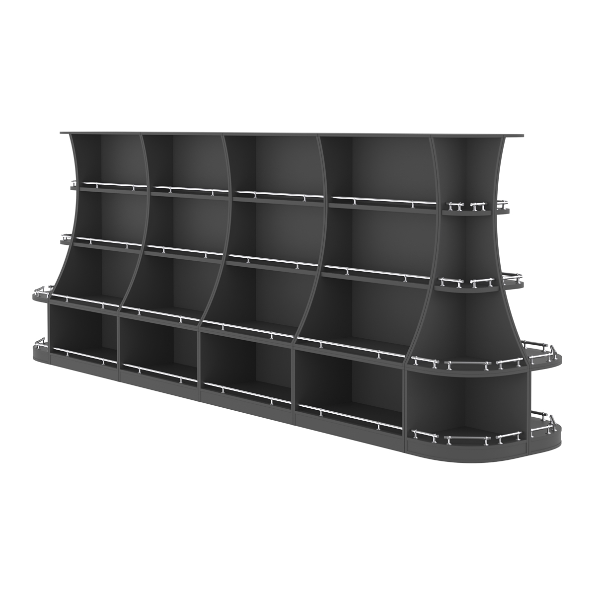 Островной низкий стеллаж ГАРАНТ №5-О с ограничителями Черный