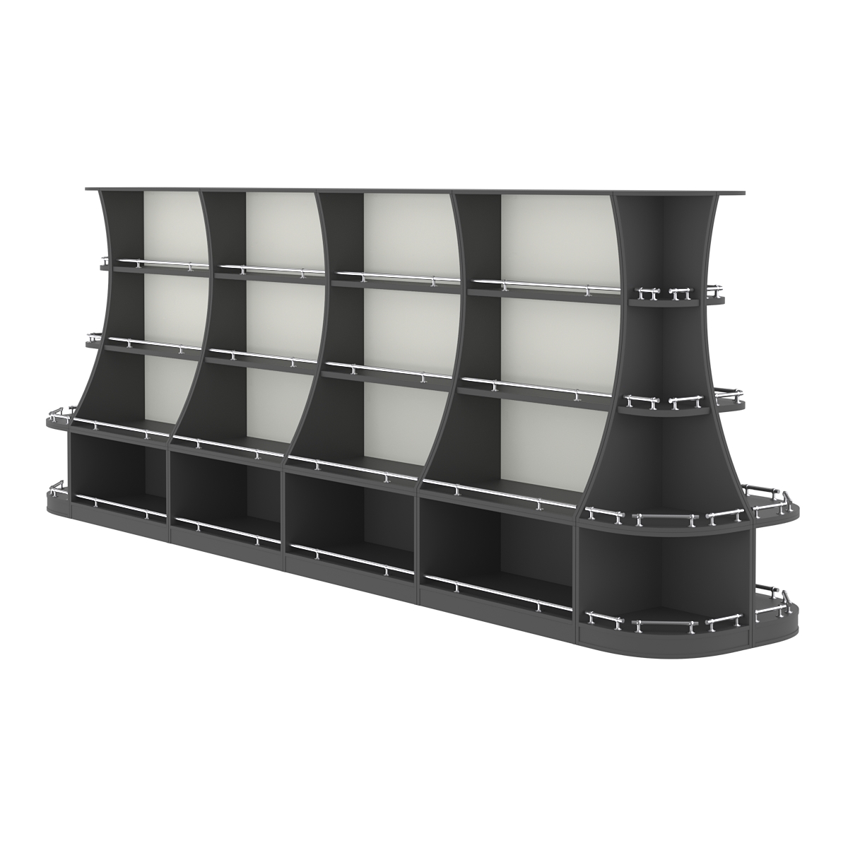 Островной низкий стеллаж ГАРАНТ №5-О с ограничителями Черный и Белый