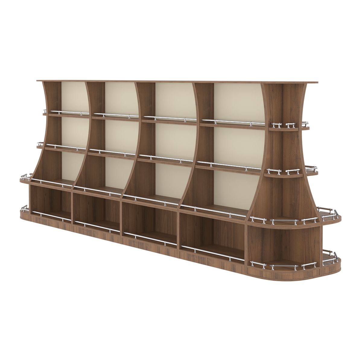 Островной низкий стеллаж ГАРАНТ №5-О с ограничителями Орех + Крем Вайс