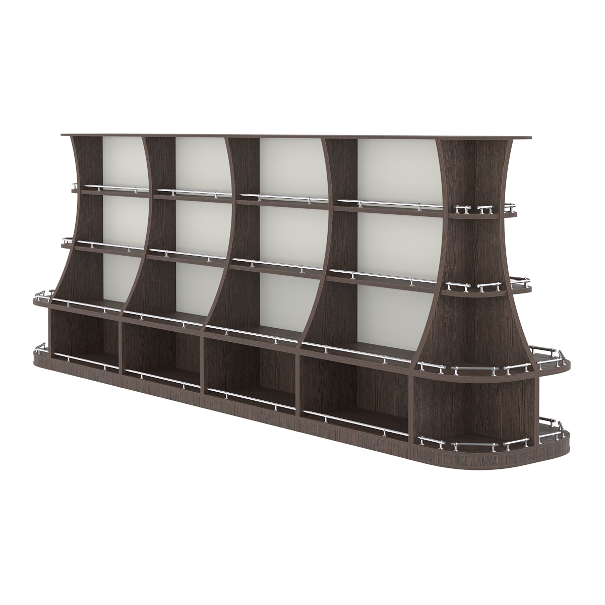 Островной низкий стеллаж ГАРАНТ №5-О с ограничителями Дуб Венге + Белый