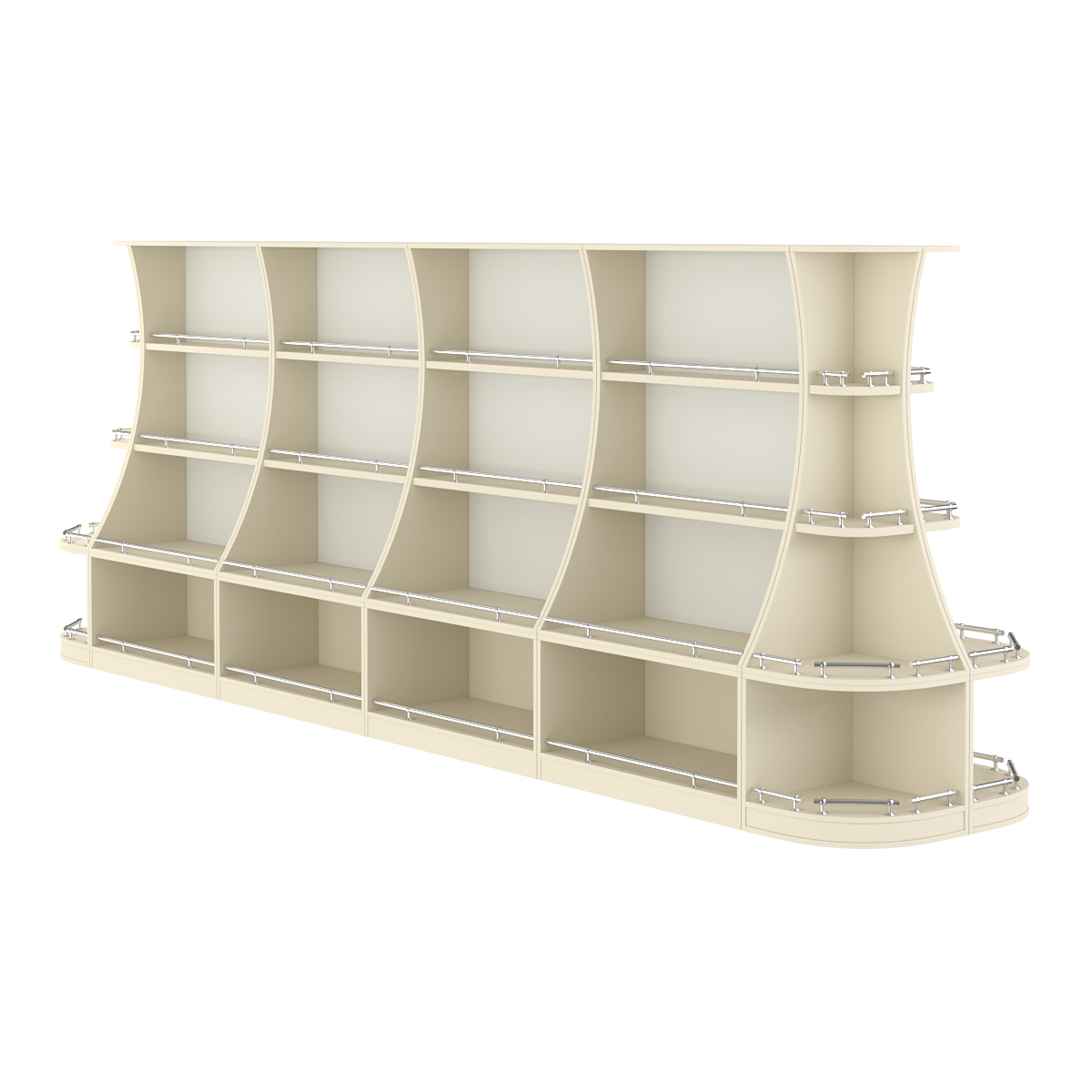 Островной низкий стеллаж ГАРАНТ №5-О с ограничителями Крем Вайс + Белый