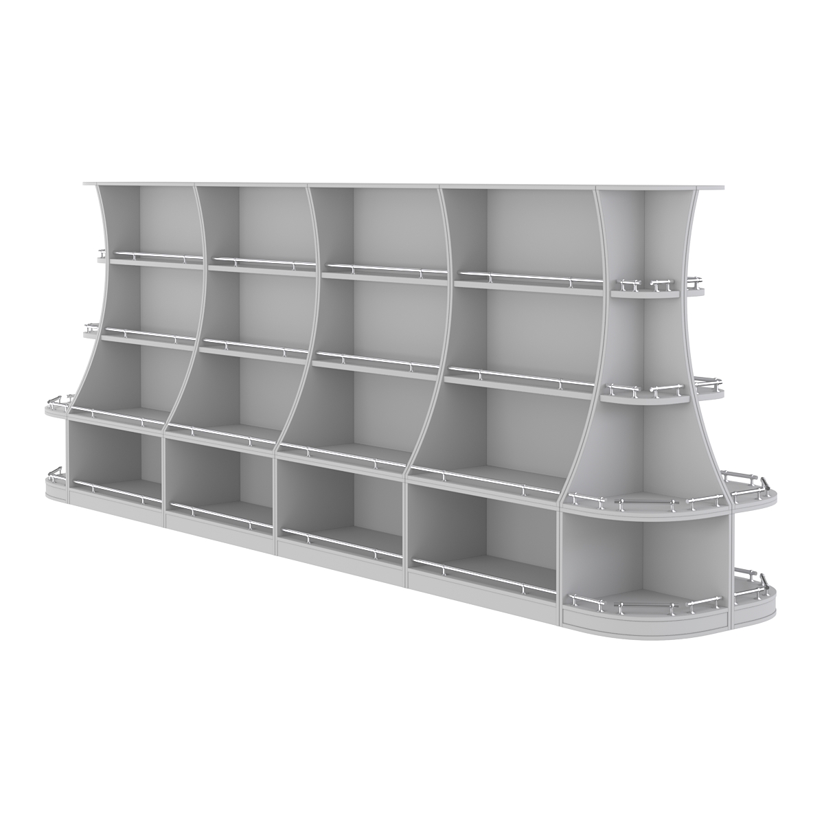 Островной низкий стеллаж ГАРАНТ №5-О с ограничителями Серый