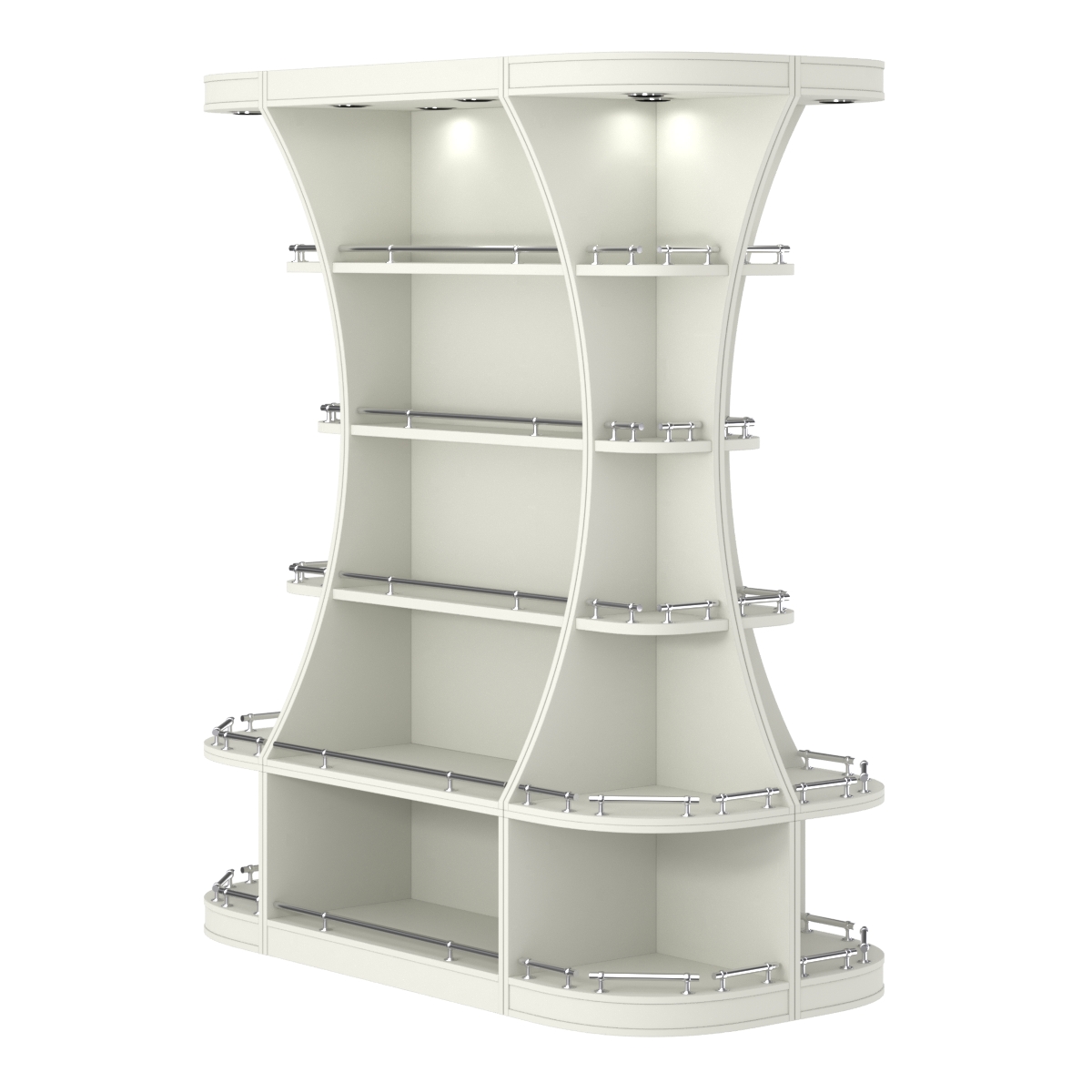 Островной высокий стеллаж ГАРАНТ №2-О с ограничителями Белый