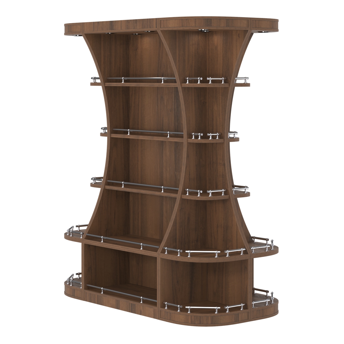 Островной высокий стеллаж ГАРАНТ №2-О с ограничителями Орех