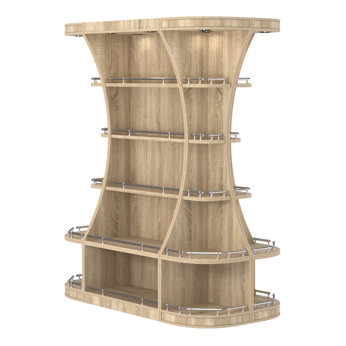 Островной высокий стеллаж ГАРАНТ №2-О с ограничителями Дуб Сонома