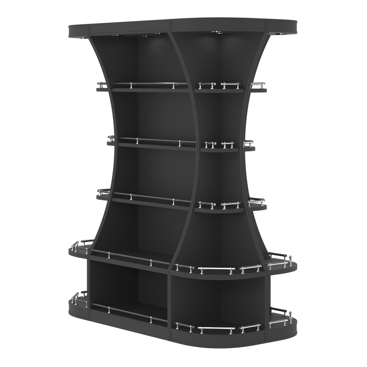 Островной высокий стеллаж ГАРАНТ №2-О с ограничителями Черный