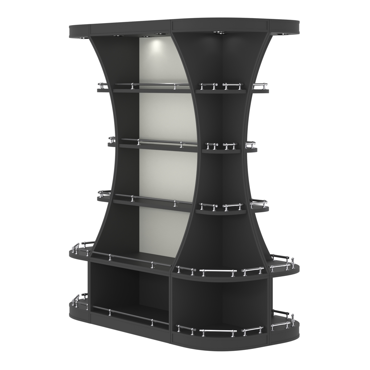 Островной высокий стеллаж ГАРАНТ №2-О с ограничителями Черный и Белый