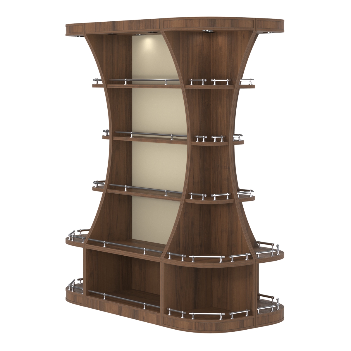 Островной высокий стеллаж ГАРАНТ №2-О с ограничителями Орех + Крем Вайс