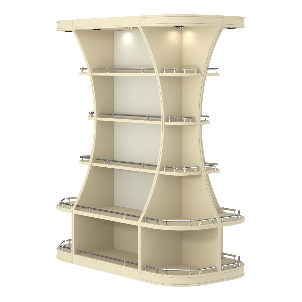 Островной высокий стеллаж ГАРАНТ №2-О с ограничителями Крем Вайс + Белый