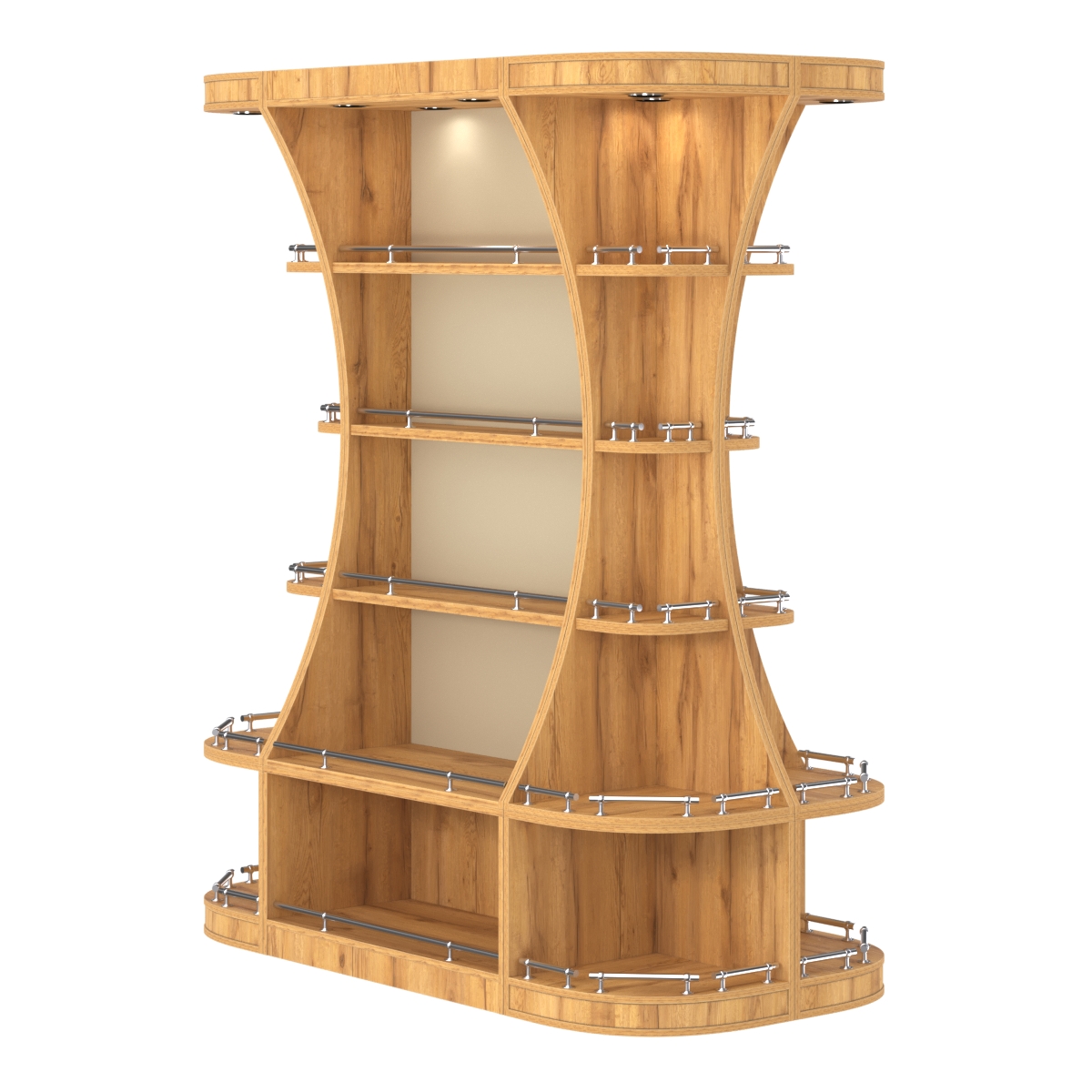 Островной высокий стеллаж ГАРАНТ №2-О с ограничителями Дуб Золотистый и Крем Вайс